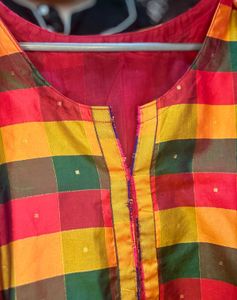 Colorful A-line Zari Buti Cotton Will Kurta