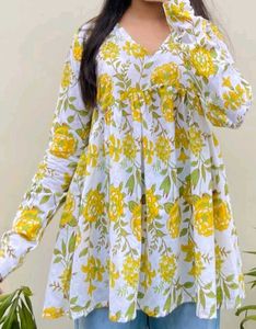 Floral V-Neck Babydoll Tunic