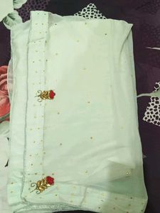 Floral Print Light Blue Saree