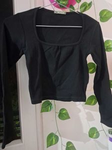 Zara Black Square Neck Top