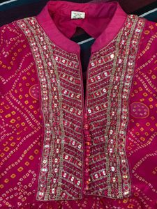 Magenta Bandhani Print Kurta