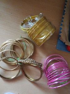 Metal Bangles And Silk Thread Bangle