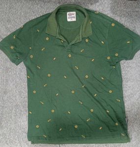 Green Printed Polo Shirt