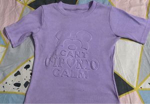Lilac Ribbed Mickey Graphic Crop Top