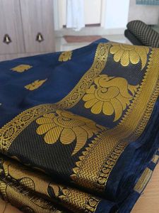 Elegant Blue &amp; Gold Saree with blouse