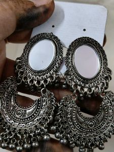 Set Of 2 Oxidized Mirror Earrings