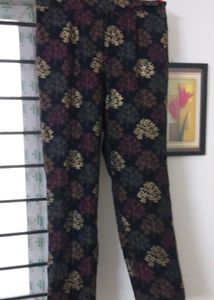 Claura Black V Neck Tunic With Flared Trouser