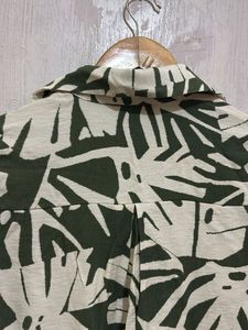 Leaf Print Button-Down Shirt