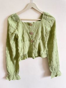 Green Smocked Top