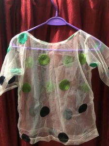 Handmade Thread Work Mesh Top.