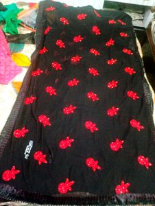 Elegant Black Embroidered Saree