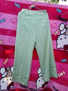 Green Wide Leg Formal  Trousers