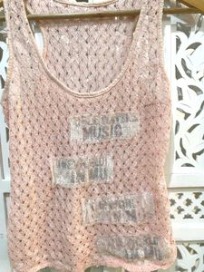 Trendy Pink Crochet Tank Top(A)