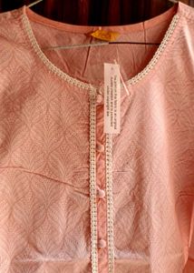 Elegant Peach Printed Kurta by Aurelia