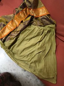 1-TimeUsedGirls Grey&amp;Orange Lehenga-PattuPavada