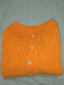 Orange Knit Cardigan Sweater