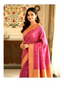 Pink  silk Saree with Blouse