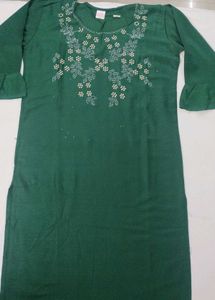 Bottle Green Embellished Kurti - New
