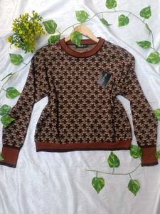 Vintage Pattern Knit Sweater 🤎