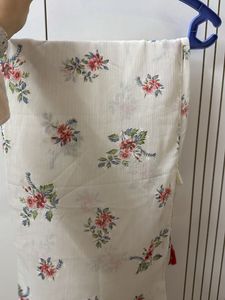 White Scarf Floral With Tassels