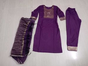 Purple Kurta & Duppata Bottom Set