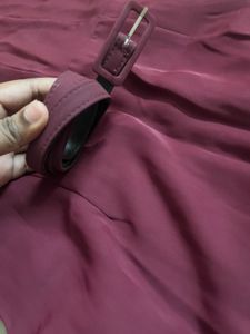 Burgundy V-Neck Dress