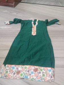 winter Floral Green Kurta