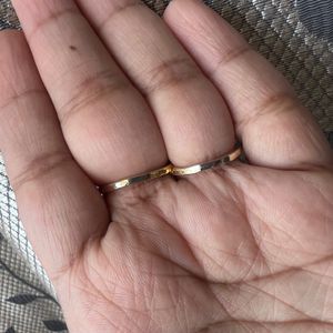 2 Finger Golden Leaf Ring With Stones