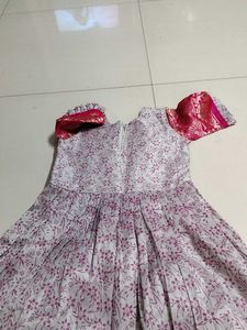 Grey pink Floral Embroidered kids dress...