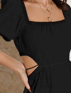Chic Black Mini Dress - Cutout Detail