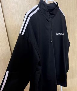 Sporty Black Zip-Up Sweatshirt with White Stripes