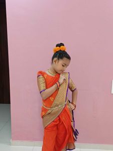 Orange predraped navvari saree with blouse