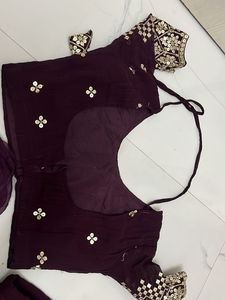 Burgundy Lehenga With Jodhpuri Faag ( Odhani)