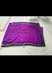 New Purple Saree with Silver And Black Embroidery