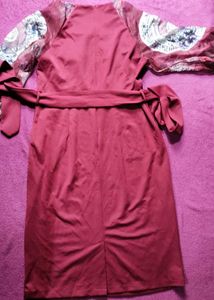 Burgundy Tie-Waist Dress