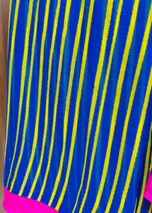 Striped Blue &amp; Yellow Saree no blouse