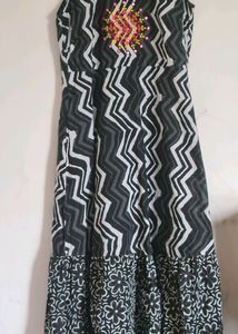 Designer Back N White Pure Cotton Maxi Suit