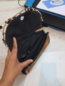 Black Boho Ethnic Embroidered Pouch