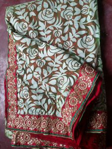 Brasho Saree Red And Green Combination 💚❤️