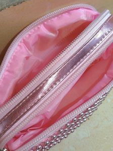 Bead Pouch(pink)Wth 2 Chains &amp; White Jewellery box