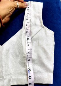 Silver Shimmer Stitched Blouse🤍 Full Margin