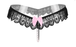 Lace Thong with Pearl Detail