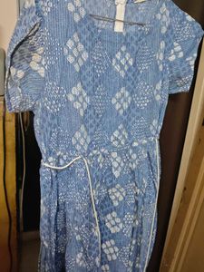 Blue Printed Dress SIZE-XXL