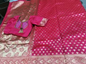 Rose Pink Banarsi Saree