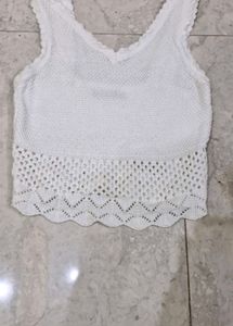 Womens White Crop Top .