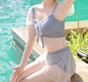 Blue Ruffle Corset Crop Top