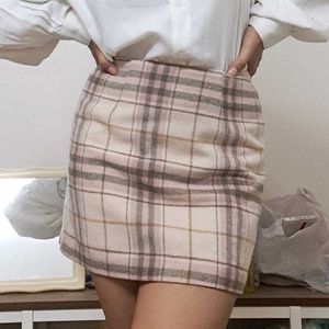 Cute pink Plaid Mini Skirt