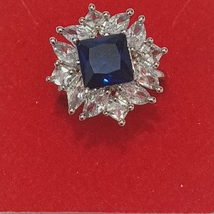 Artificial Silver Adjustable Ring + Big Size Stone