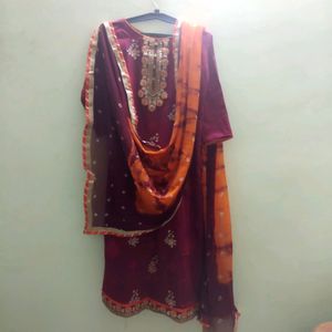 Maroon Embroidered Kurti