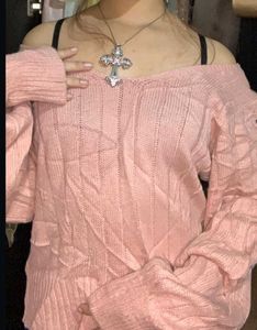 Pink thrifted Cute Sweater